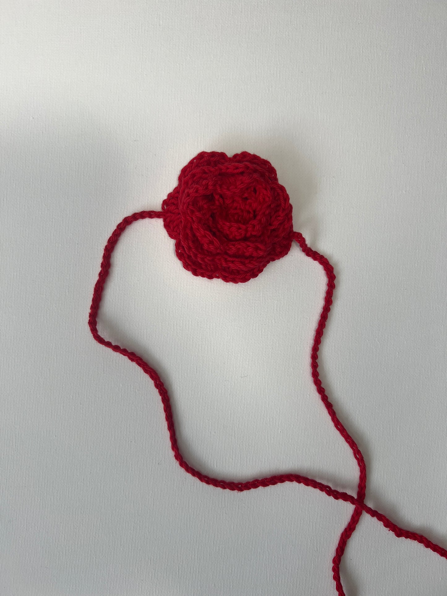 Large red rose crochet neckalce